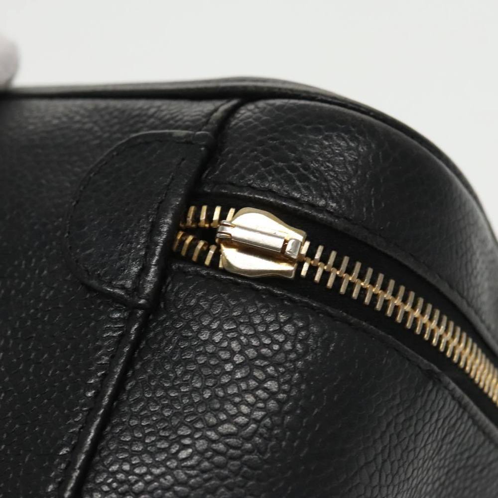 CHANEL Vanity COCO Mark Cosmetic Pouch Caviar Skin Black Gold CC Auth 102073 - Picture 14 of 16